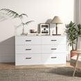 thumbnail image 4 of Ktaxon 52.8'' Drawer Dresser Chest of 6 Drawers, Wooden Dresser Tower with Steel Frame, Storage Cabinet for Bedroom, Living Room, Hallway, White, 4 of 6