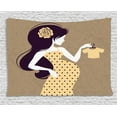 thumbnail image 1 of Vintage Woman Tapestry, Retro Silhouette of Pregnant Woman Figure Holding a Baby Jacket Mom Image, Wall Hanging for Bedroom Living Room Dorm Decor, 60W X 40L Inches, Multicolor, by Ambesonne, 1 of 2