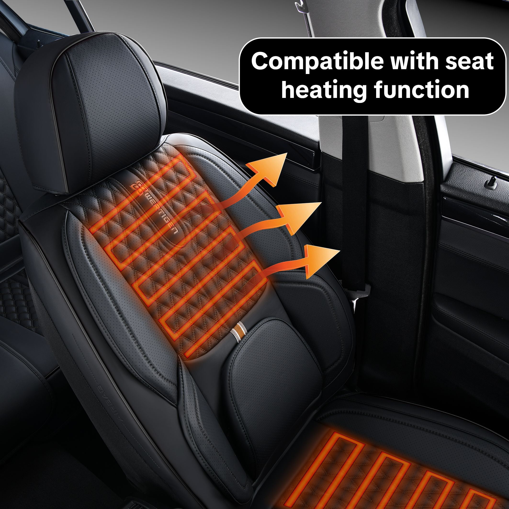 2004-2018 Car Seat Cover for Volkswagen Touareg, Black Car Seat Covers, PU Leather, 5 Seats Full Set, Waterproof, Anti-Slip, Suitable for All Seasons, Beautify the Interior of Old Cars