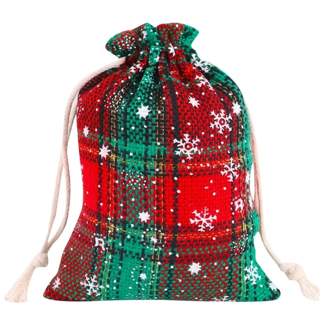 Moins de 5 Sacs de Rangement en Papier d'Emballage Cadeau à Carreaux Col Rabattu Sac de Rangement Cadeau de Noël Sacs Cadeaux de Fête