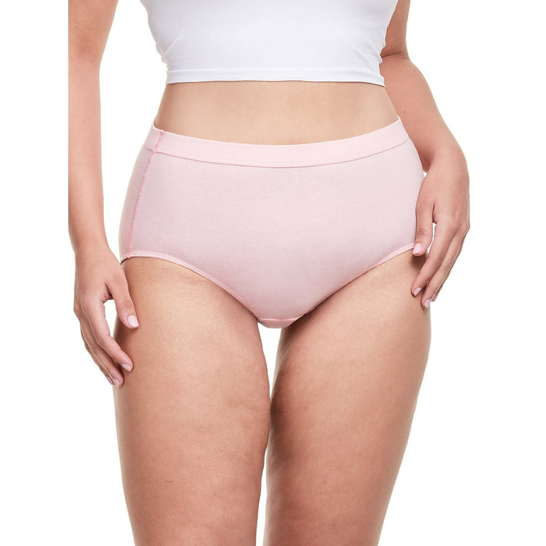 Hanes Women's Plus Size Cotton Brief Panties Multi-Packs, 6 Pack