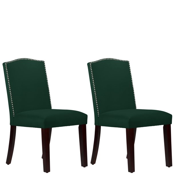 Skyline Furniture Nail Button Arched Dining Chair Set in Velvet