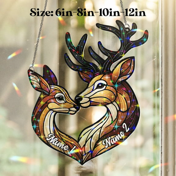Lotusprinthandmade Personalized Deer Hunting Couple Valentine's Day Custom Shape Star Hologram Ornament 3.5in, deer hunting valentine ornament