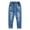 Blue-2180, variant on Kidscool Space Girls Floral Embroidered Ripped Washed Elastic Waist Jeans,Flower and Bowknot,5-6 Years