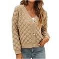 thumbnail image 1 of Moda mujer manga larga cárdigan sólido otoño Casual abrigo blusa Top Pompotops  qwe21676, 1 of 5