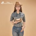 thumbnail image 5 of Montana West Wristlet Wallet for Women Western Floral Tooled Cowhide Large Trifold Purse with ID Window, Tan, 5 of 6