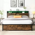 thumbnail image 6 of King Size Metal Platform Bed Featuring Wooden Headboard, & Charging, 2 Drawers, Led Lights, No Box Spring, Effortless Assembly Steps, 600 Lbs Max Weight With Headboard And , Charging Facility,, 6 of 6