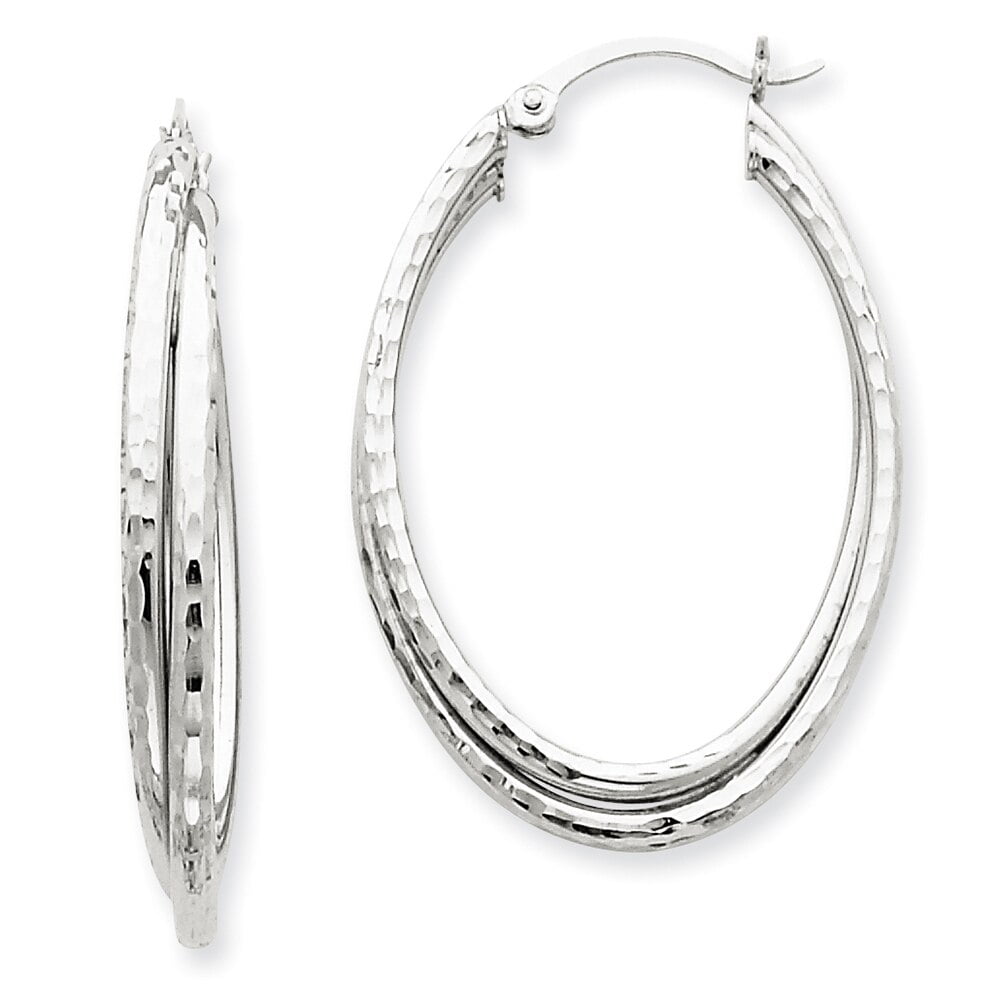 Jewels By Lux 14k White Gold Polished Hoop Earring