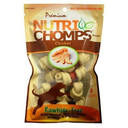UPC: 0015958988041 | Premium Nutri Chomps Mini White Knotted Bone with Chicken 2.5 Inch 8 Count
