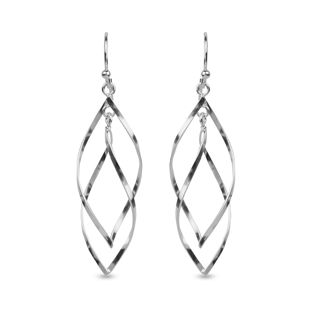 LeCalla 925 Sterling Silver Drop Earring for Women French Wire Linear Drop Dangle Earrings 40MM