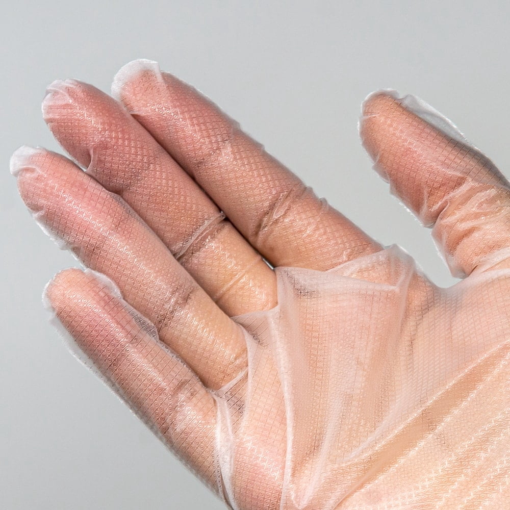 Tronex Advanced Hybrid Poly Disposable Gloves, Embossed Texture, Food Safe, Clear, Medium, Case of 1000
