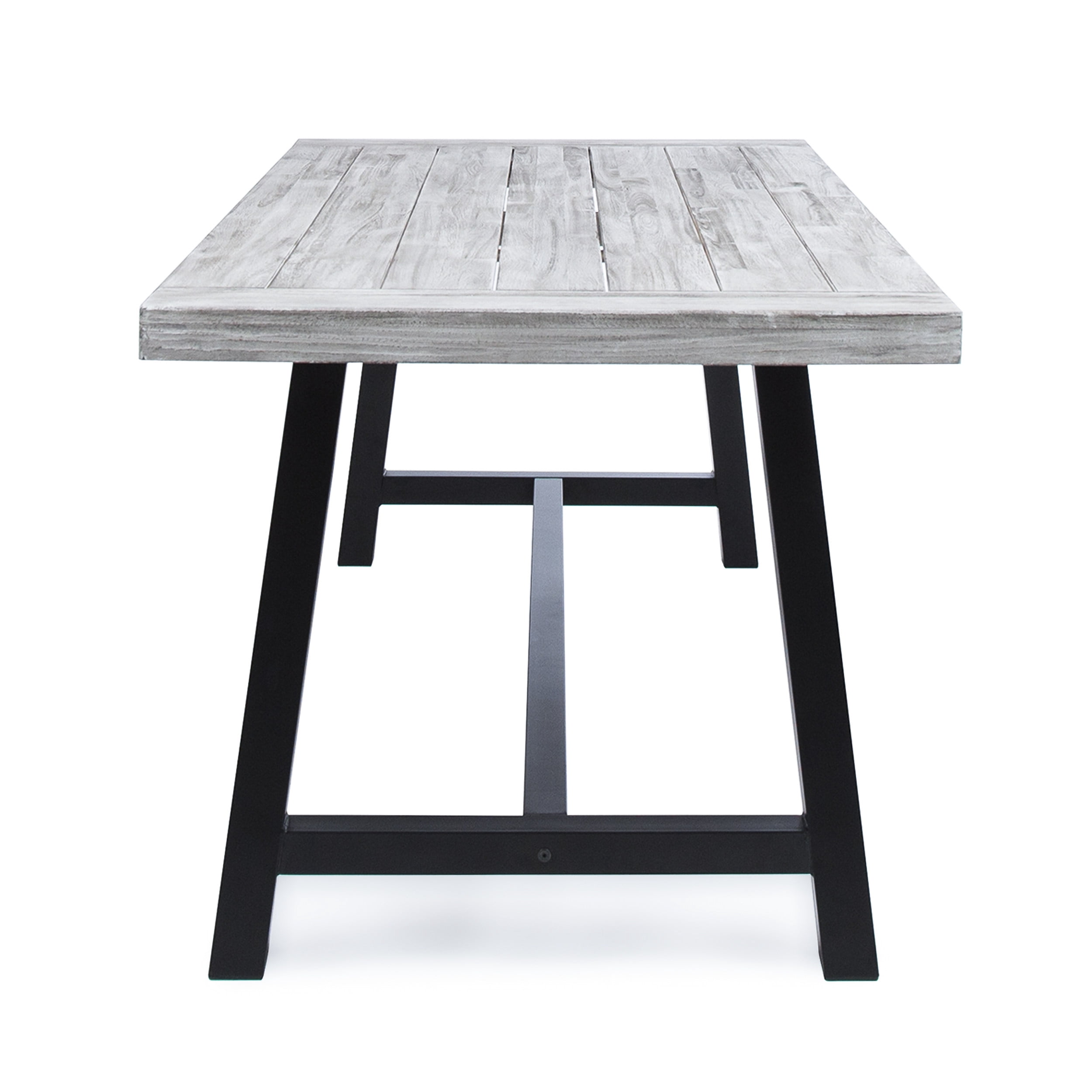Dining Table, Outdoor Light Grey Sandblast Finish Acacia Wood Table for Patio Garden, Light Grey