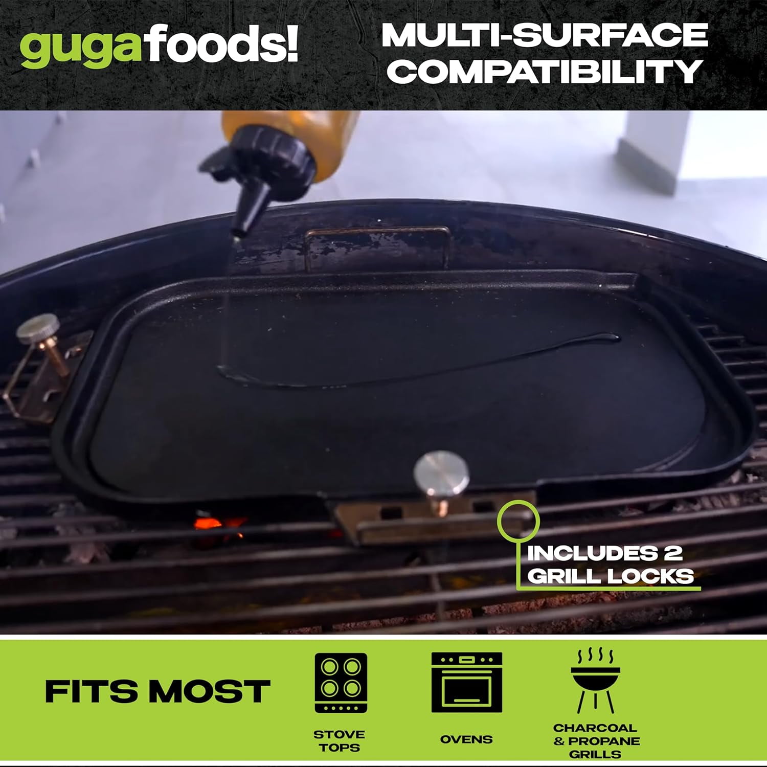 Guga Foods Ultimate Griddle Kit, Stainless Steel Spatulas, Multi-Surface Compatibility, 4-Piece Kit
