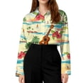 thumbnail image 4 of Hawaiian Shirts for Women Button Down Long Sleeve Floral Print Blouses Casual Summer Tops, 4 of 5