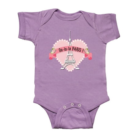 

Inktastic Paris Oo-la-la with Eiffel Tower and Flowers in Pink Heart Gift Baby Boy or Baby Girl Bodysuit