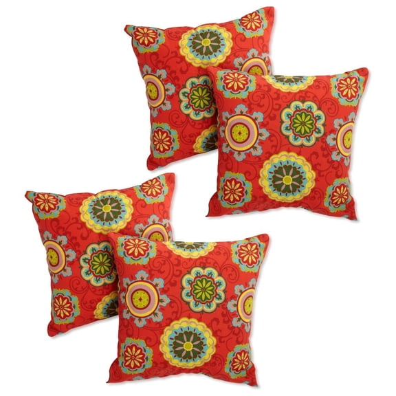 Blazing Needles 17-inch Square Solid Polyester Outdoor Throw Pillows (Set of 4)
