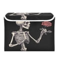 thumbnail image 2 of Ryvnso Funny Skull Roses Flower Large Lidded Foldable Storage Baskets Cubes Boxes Lids Bin for Home, 2 of 7