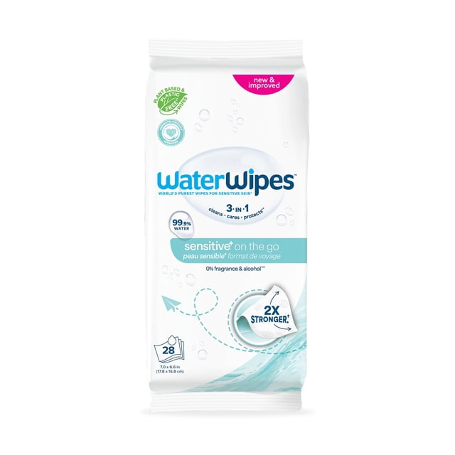 Toallitas húmedas WaterWipes Sensitive+ para llevar, 28 unidades