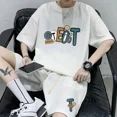 thumbnail image 3 of Chándal informal de moda de gran tamaño de verano, traje holgado para correr con diseño de gofre, camiseta holgada de manga corta y pantalones cortos deportivos, conjunto de 2 piezas para hombre, 3 of 5