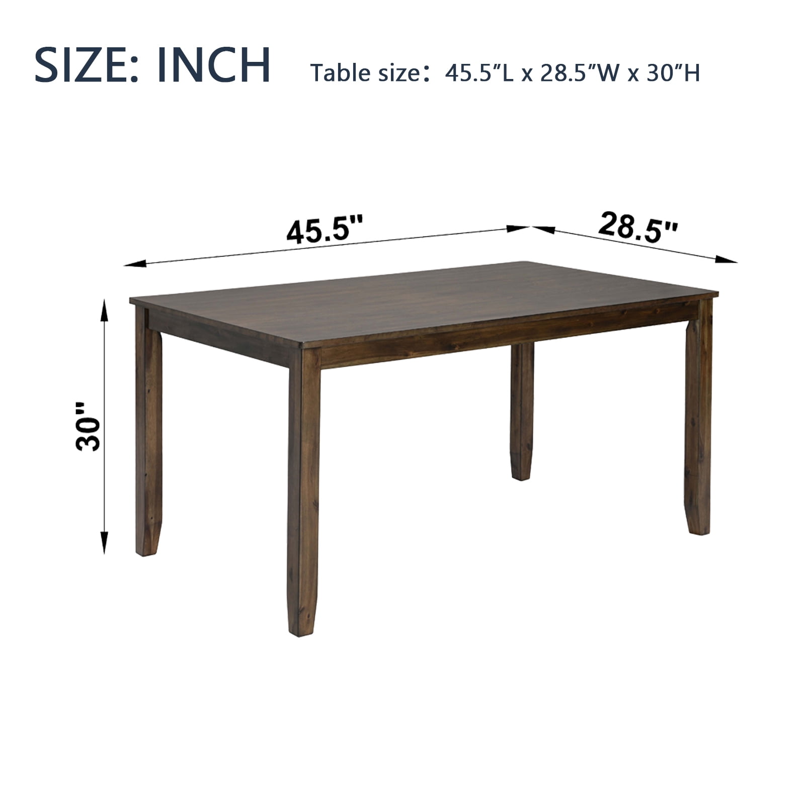 MAYEERTY Wooden Dining Rectangular Table, Kitchen Table for Small Space, 4 Person Dining Table, Walnut，ONLY THE TABLE
