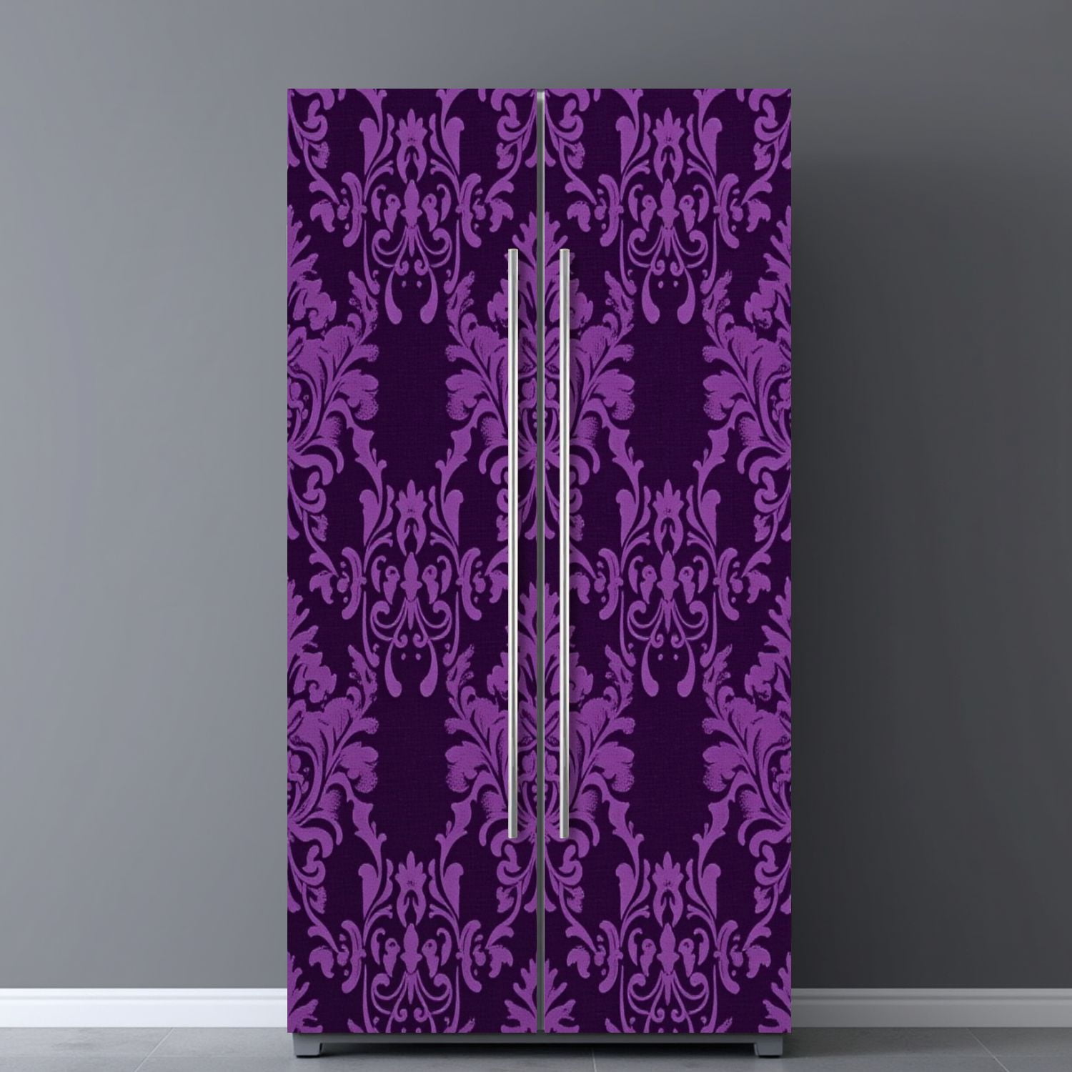 Self Adhesive Vinyl Refrigerator Wrap Set Purple Retro Door Mural Removable Fridge Sticker Peel and Stick&nbsp;Full Door Cover Decal Kitchen Bar Decor