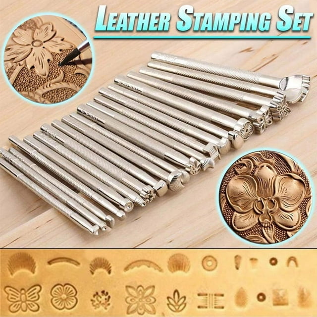 20 Pcs Carving Leather Tools Set Multiple and Various Patterns for DIY Arts and Crafts Supplies