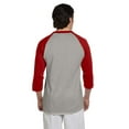 thumbnail image 2 of Champion Men's Raglan Baseball T-Shirt, Oxford Gray/Scarlet, XXX-Large, 2 of 3