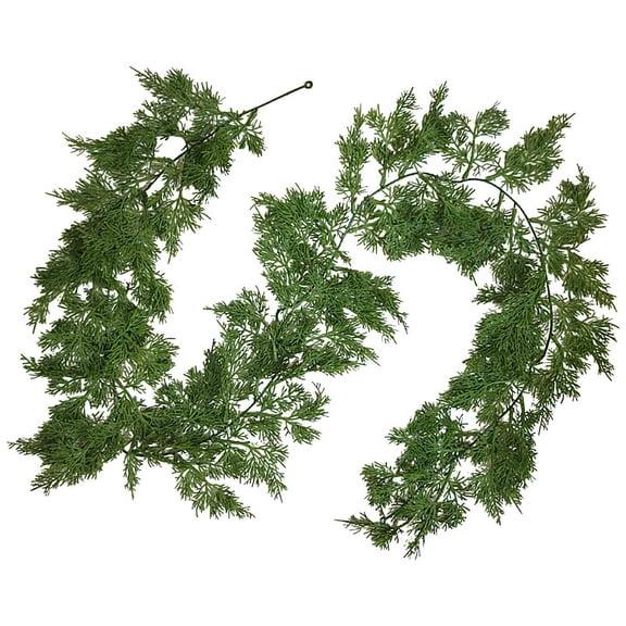 Hvmvliv Christmas Garland 70.87in Simulated Christmas Rattan Real Touches Feel Soft Green Pines Needles Leaf Hanging Garlands for Home Wall Window Fireplace Decoration Multicolor