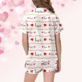 thumbnail image 6 of YUEHUA Girls Silk Satin Pyjamas Set Short Sleeve Heart Print Button-Down Kids PJs Breathable Soft Nightwear Children Sleepwear Age 5-14, 6 of 6