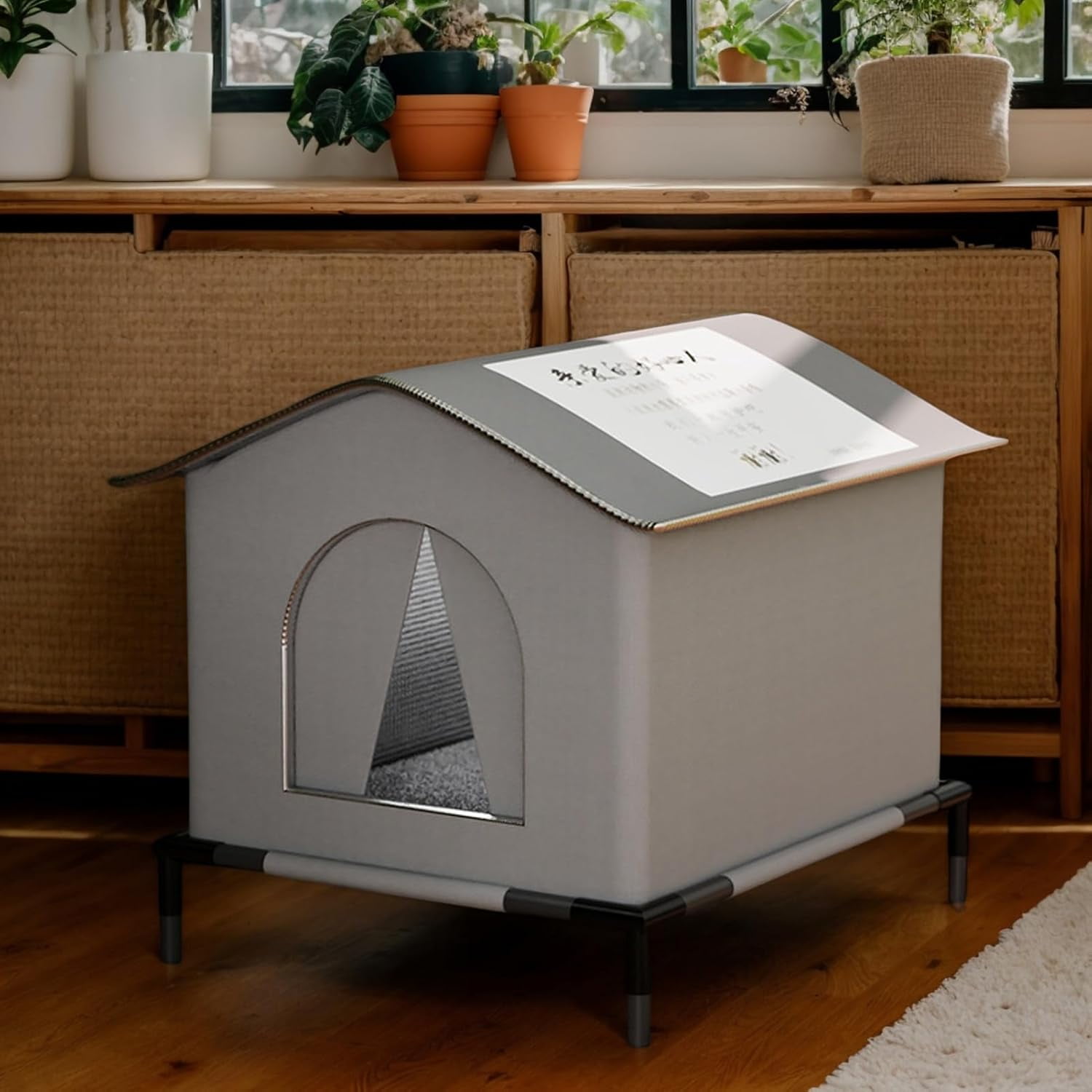 Safe Shelter for Feral Cats - Outdoor Feral Cat Shelter Weatherproof Winter Cat House | Cats Outside House, Waterproof Enclosed Pet Tent, Insulated Cat House for Multiple Barn, Porch and Other Pets