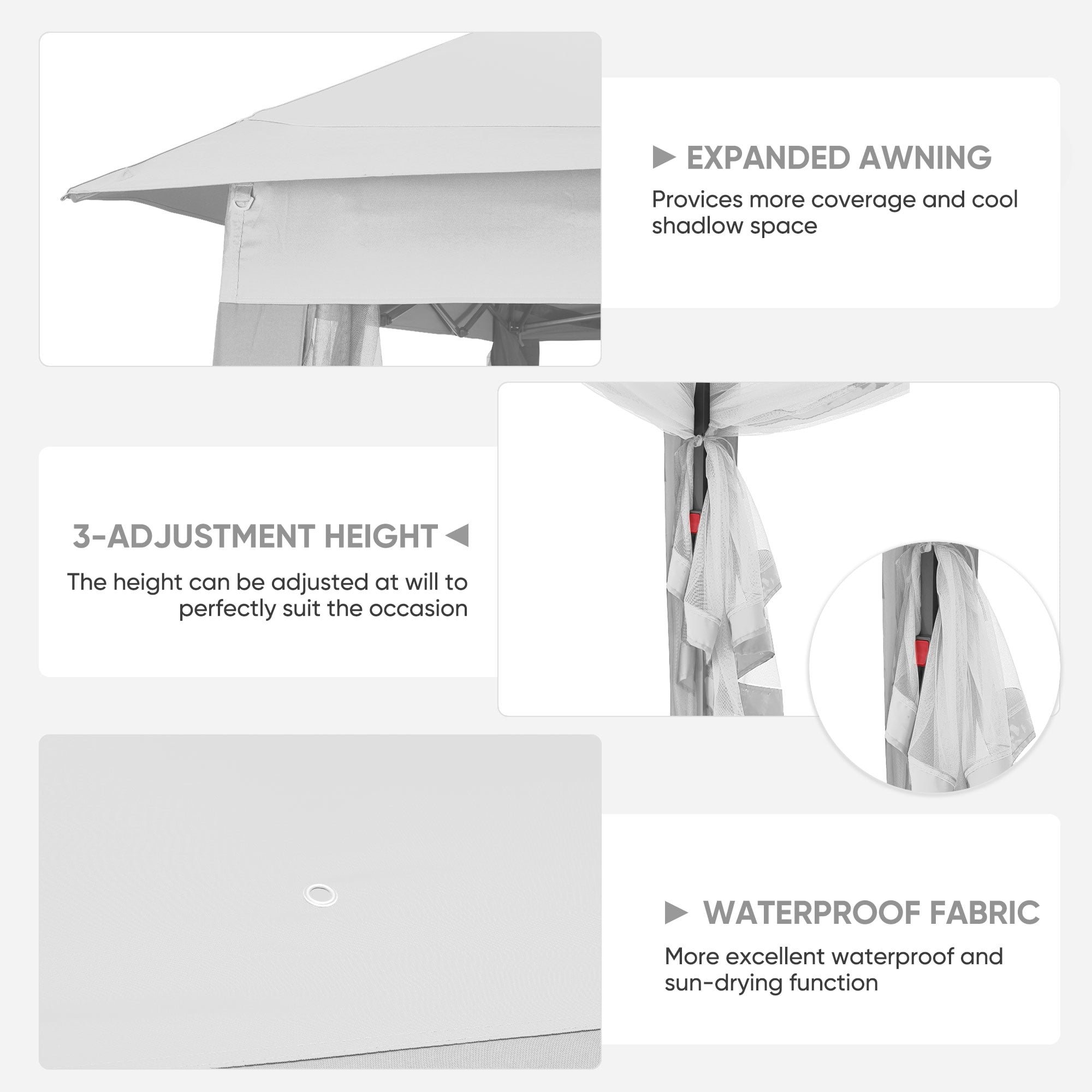 Ainfox 11x11 ft Outdoor Patio Pop Up Canopy Gazebo with Heavy Duty Frame, Mosquito Netting & UV Protection,White