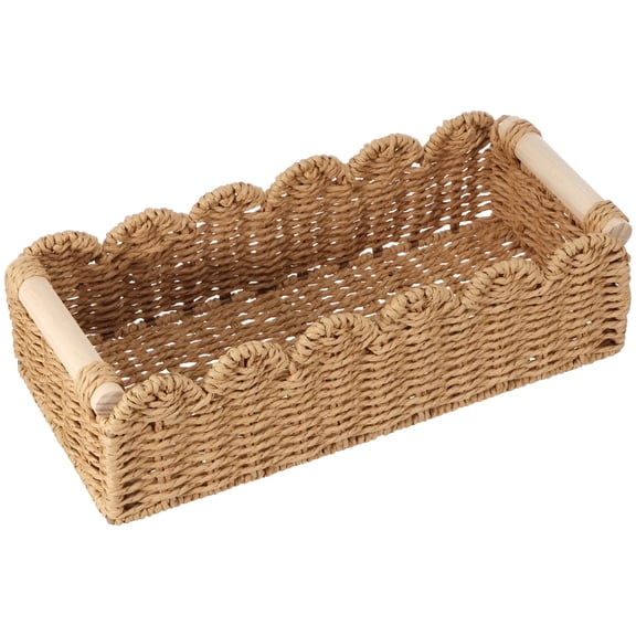 XIBUFE Woven Storage Basket Handmade Paper Rope Toilet Tank Topper Basket Compact Woven Box Organiser for Bathroom Living Room Toilet Paper Storage Basket