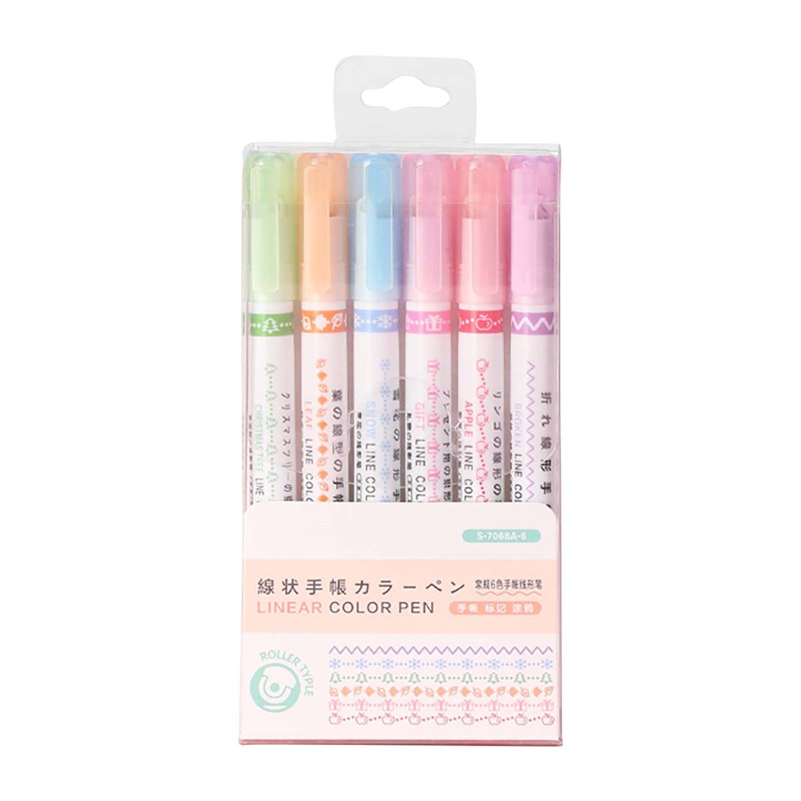 Highlighter Pen Set Border Pen 6 Colours Highlighter Set With Different Shapes Highlighters Markers Coloured Pens 5Ml