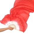 thumbnail image 2 of D-GROEE 1.5m Folding Hand Fan, Bamboo Imitation Silk Vintage Retro Fabric Fans, Chinese Kung Fu Tai Chi Hand Fan for Men/Women, Festival, Dance, Gift, Performance, Decorations, 2 of 7