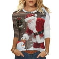 thumbnail image 2 of Xdegoge Christmas Shirt for Women 3/4 Sleeve Santa Funny Graphic T-Shirt Crewneck Vintage Casual Tops Pullover Family Holiday Casual Blouse Gifts 2025 Fall Winter Festival Clothes Fit Party, 2 of 7