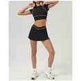 thumbnail image 4 of AEXTO Ensemble de 2 Pcs pour Femmes, Haut Court à Manches Courtes Colorblock et Jupe Taille Haute, Mode Décontractée Confortable et Respirante pour Yoga, Gym et Entraînement, Vêtements de Sport pour Dames, 4 of 6
