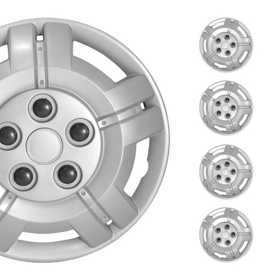 OMAC 16" Wheel Rim Cover Guard Hub Caps Durable Snap On ABS Accessories Silver 4 Pcs