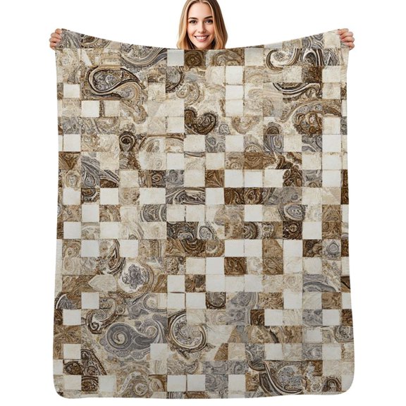 Abstract stone mosaic pattern Flannel Blanket Warm Soft Bedding Throws Winter Camping Chair Sofa Bed