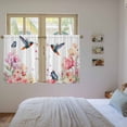 thumbnail image 3 of Pink Flower Kitchen Curtains 45 Inch Length, Spring Floral Butterflies Birds Farmhouse Tiers Curtains for Bathroom Bedroom Cafe, Light Filtering Small Window Treatment Short Drapes 2 Panels 42"Wx45"L, 3 of 8