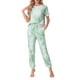 thumbnail image 2 of Conjunto de pijamas para mujeres INSPIRE CHIC, ropa de dormir suave, camiseta de teñido anudado con pantalones, atuendos de sudadera con bolsillo, talla XL, verde, 2 of 6