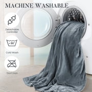 MaxKare Heated Blanket, Queen Size Electric Blanket with 10 Heating Levels & 10H Timers, Soft Flannel, Gray