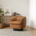 thumbnail image 7 of UIXE PU Leather Swivel Barrel Accent Chair, Comfy Round Upholstered Armchair Reading Chair for Living Room, Barrel Club Chairs Bedroom, Light Brown, 7 of 7