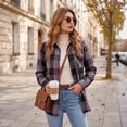 thumbnail image 4 of Plaid Shirts for Women Casual Flannel Long Sleeve Button Down Shirt, 4 of 9