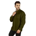 thumbnail image 4 of Bestman Solid Long Sleeve Shirt For Mens Front Double Button Placket Chinese Collar Shirt, 4 of 7