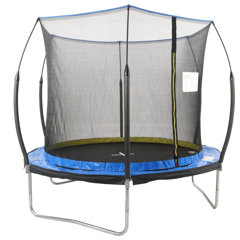 6 FT Outdoor No Spring Trampoline with Safety Enclosure Net Round Trampoline with Heavy Duty Jumping Mat Ladder for Kids and Adults Fiberglass