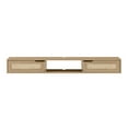 thumbnail image 5 of Walker Edison Modern Rattan-Door Floating TV Stand for TVs up to 80”, Coastal Oak, 5 of 11