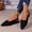 Black, variant on PiGOGI Women Solid Color Mesh Closed Toe Pointed Toe Flat Sandals Breathable Knit Elastic Slingback Brown