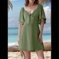 thumbnail image 2 of Vestido Mini Elegante con Escote en V Profundo y Lazo Verde M, 2 of 8