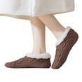 thumbnail image 3 of Women's Plush Lined Floor Socks, Non-Slip Grip House Socks, Thickened Winter Sleep Socks, Cozy Home Wear Slipper Socks, Soft Warm Anti-Skid Socks for Indoor Use - Coffee, 3 of 5