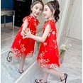 thumbnail image 4 of GHSDFBB Robe Florale Traditionnelle Brodée avec Cheveux Assortis (6 à 7 Ans, Rouge), 4 of 5